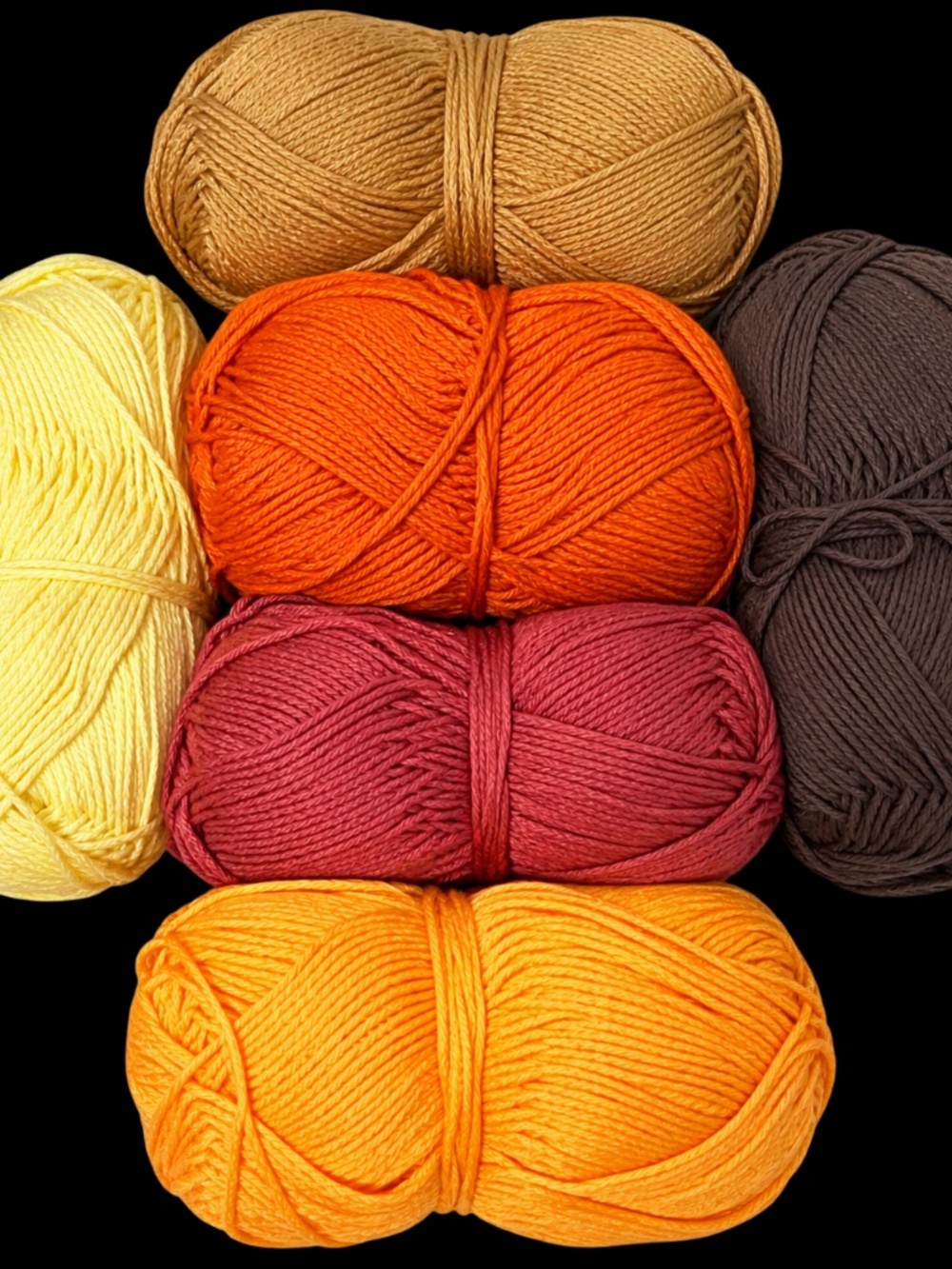 Lion Brand 24/7 Cotton Yarn Lot – 6 Skeins – Warm Fall Colors